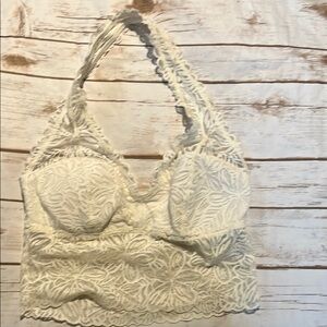 Aerie Cream Lace Triangle Bra
